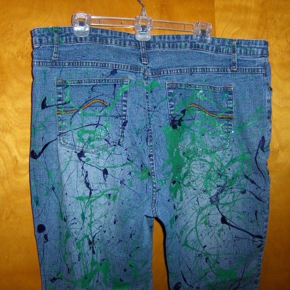 Zana Di Womens Blue Jeans 24 Hand Painted - Picture 5 of 13